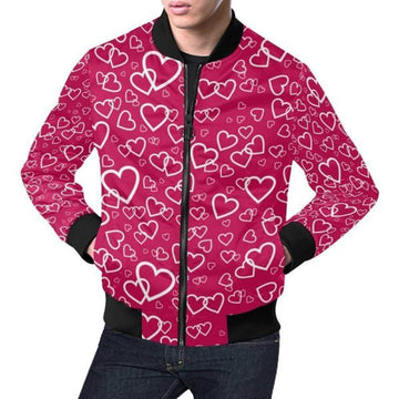 FUNSTUFFPRINT Heart Pattern Print Men's 3D Bomber Jacket