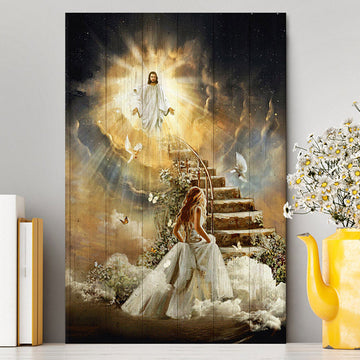 Heaven Holy Spirit Dove Stair To Heaven Welcome Home Canvas Wall Art - Christian Canvas Prints - Bible Verse Canvas Art