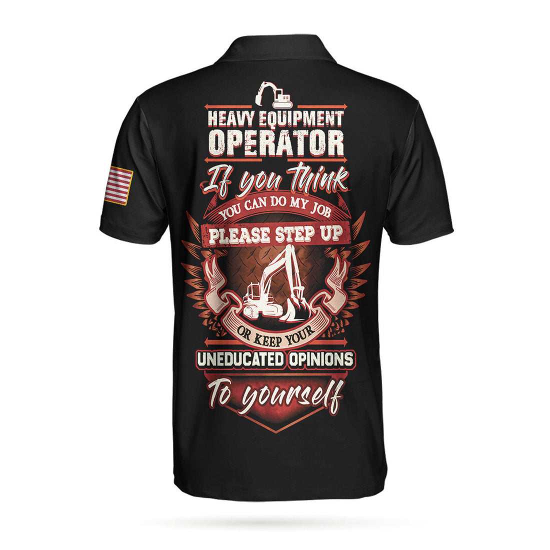 Heavy Equipment Operator Proud Skull American Flag Men Polo Shirt, If You Think You Can Do My Job Skull Heavy Equipment Operator Shirt, Best Gift For Men