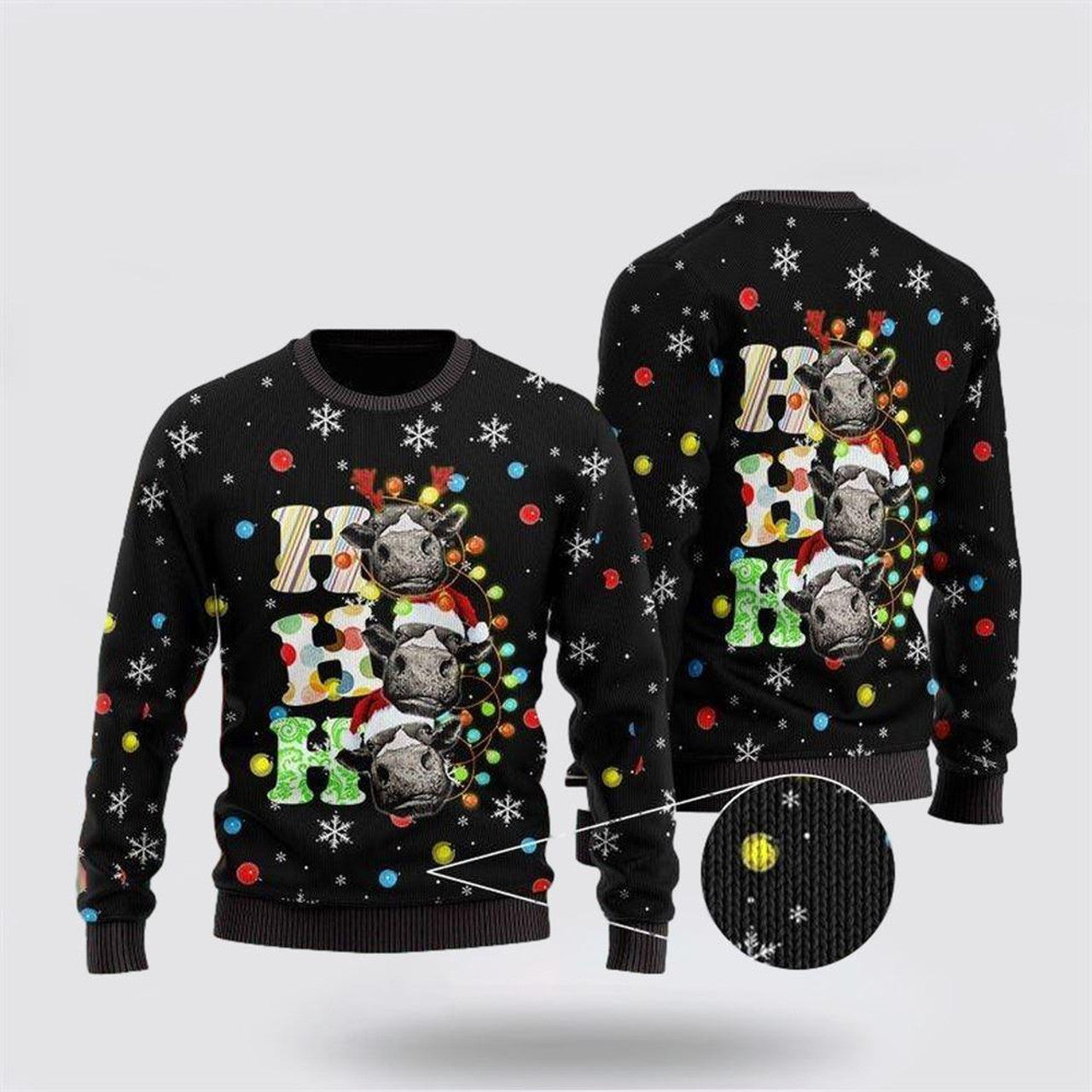 FUNSTUFFPRINT Heifer Cow Ho Ho Ho Ugly Christmas Sweater – Sweater Gifts For Pet Lover Ugly  Sweater