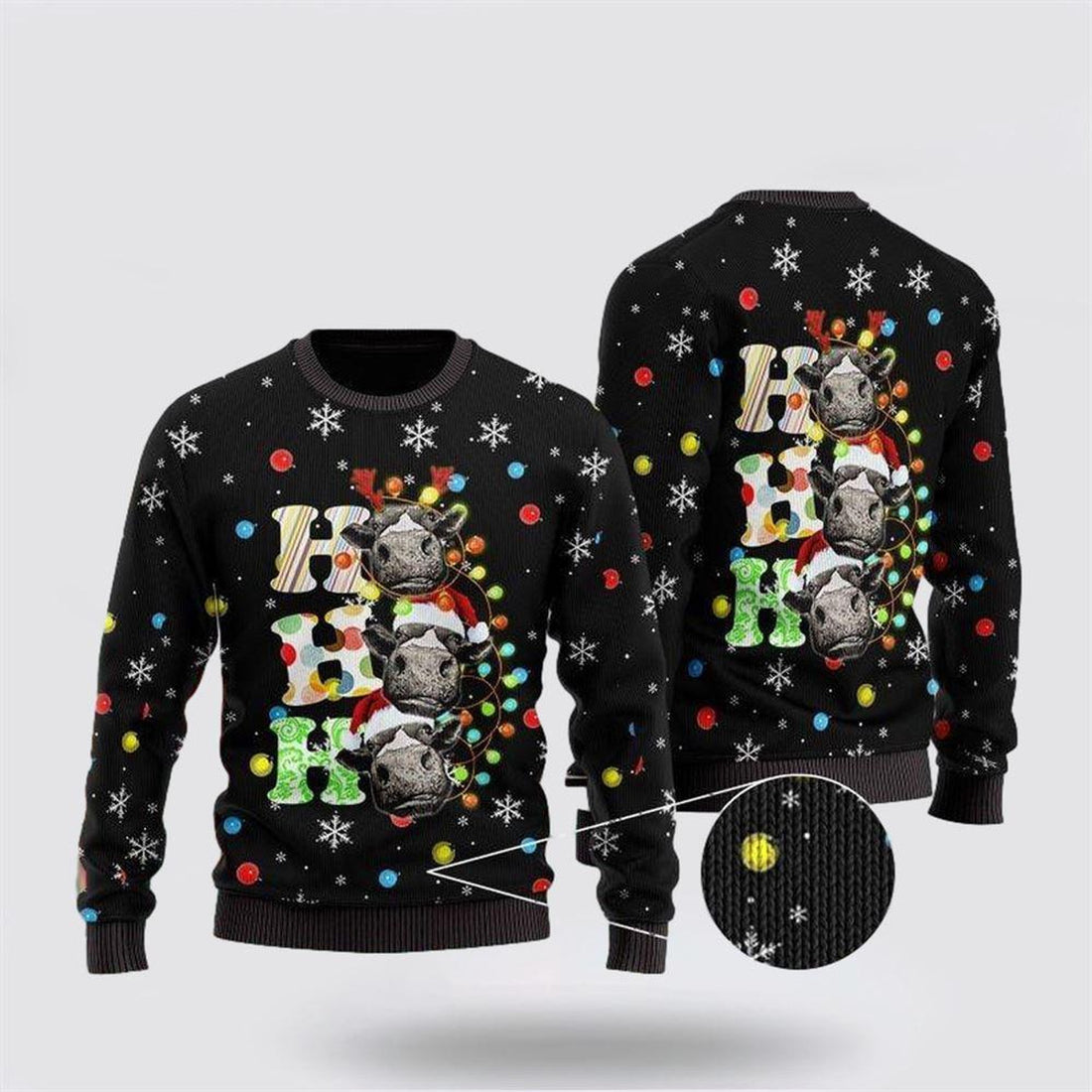 FUNSTUFFPRINT Heifer Cow Ho Ho Ho Ugly Christmas Sweater – Sweater Gifts For Pet Lover Ugly  Sweater
