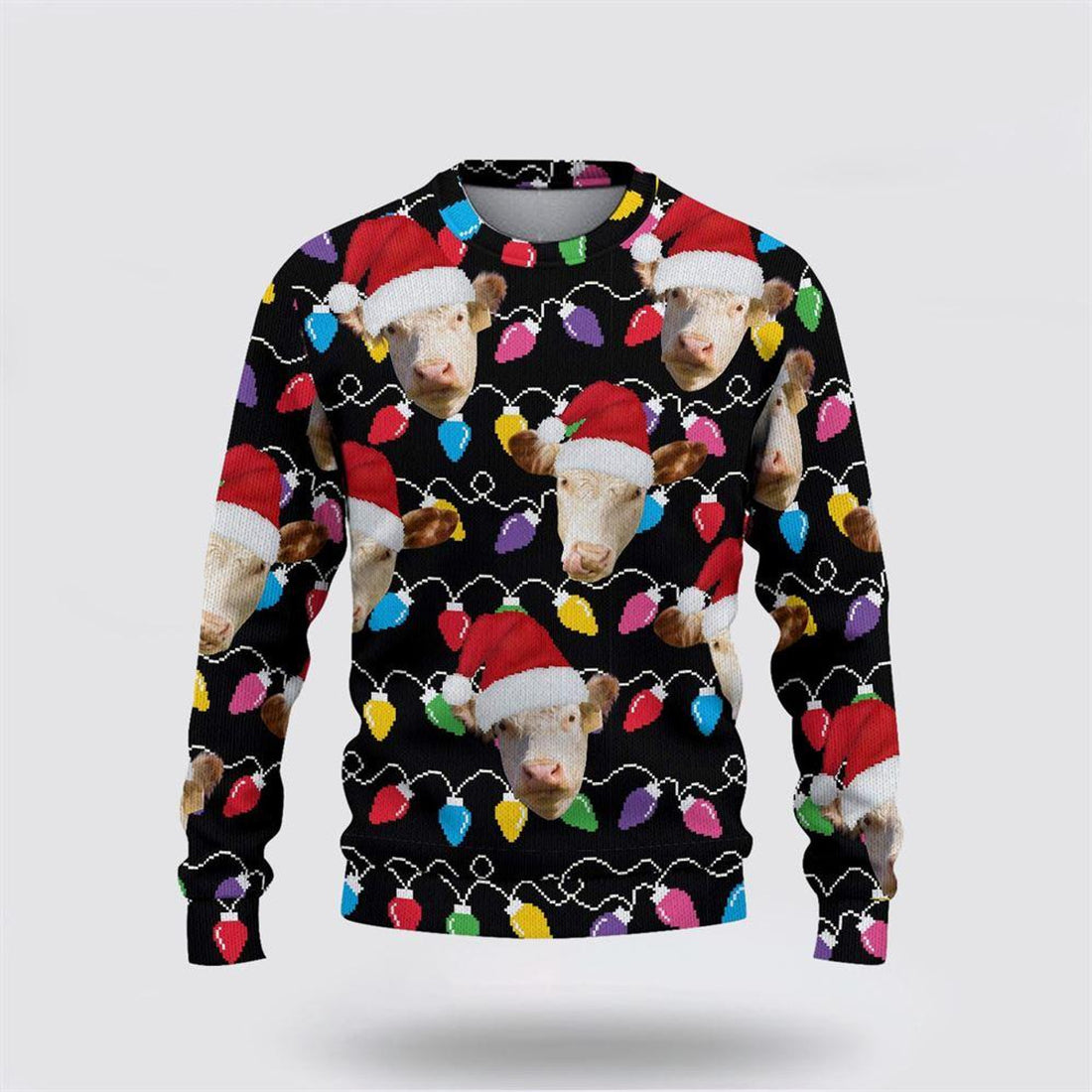 FUNSTUFFPRINT Hereford Christmas Ugly Sweater, Gifts For Farmers, Rural Lovers Ugly Sweater