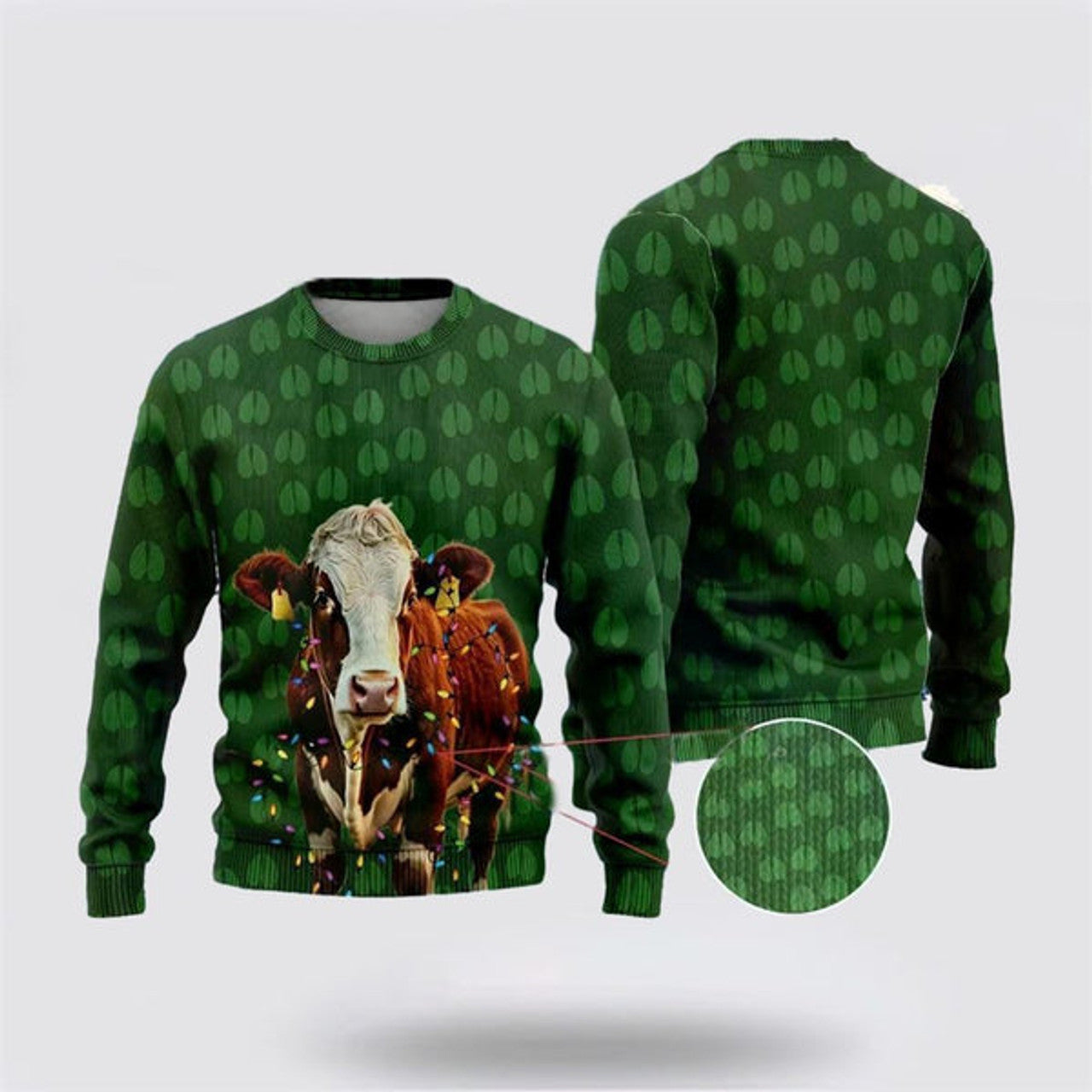 FUNSTUFFPRINT Hereford Cow Christmass Ugly Christmas Sweater, Farm Sweater, Christmas Gift, Best Winter Outfit Christmas Ugly Sweater