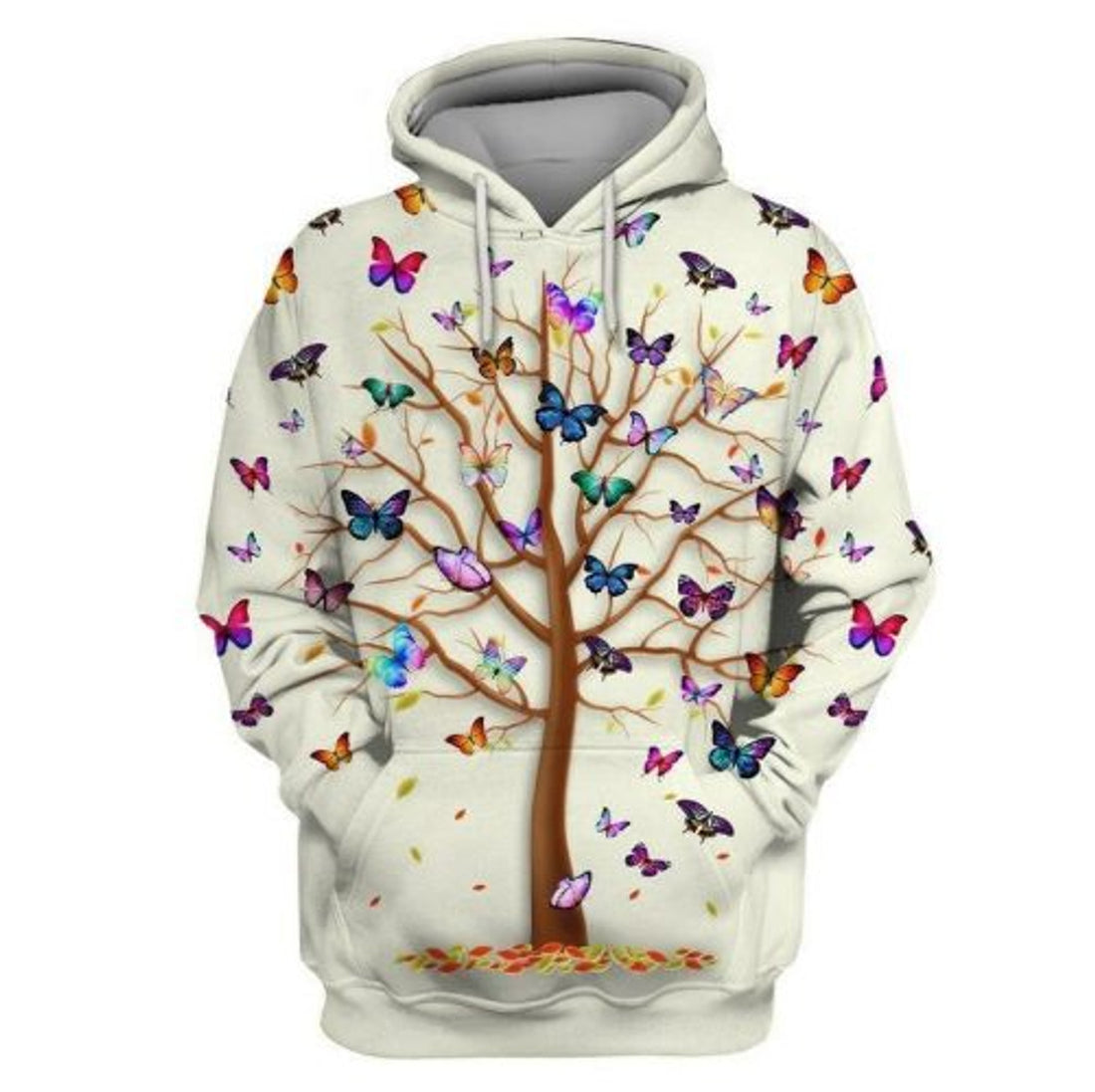 FUNSTUFFPRINT Hippie Tree Of Colorful Butterfly 3D Hoodie and Zip Hoodie