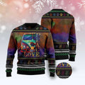 FUNSTUFFPRINT Hippie Peace Love Ugly Christmas Sweater, Christmas Sweater, Ugly Sweater, Funny Xmas Sweaters Ugly Sweater