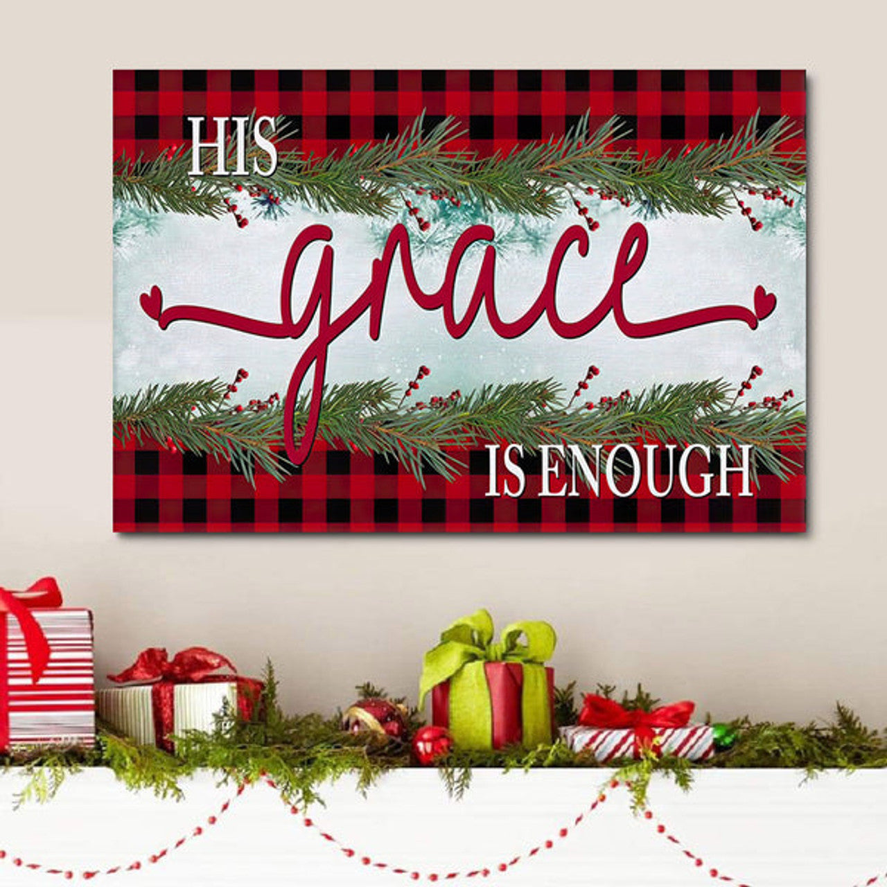 His Grace Is Enough Christmas Wall Art Canvas Print Christian Gifts - Religious Wall Art Canvas