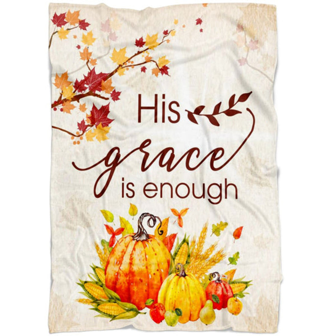 FUNSTUFFPRINT His Grace Is Enough Fleece Blanket - Christian Blanket - Bible Verse Blanket