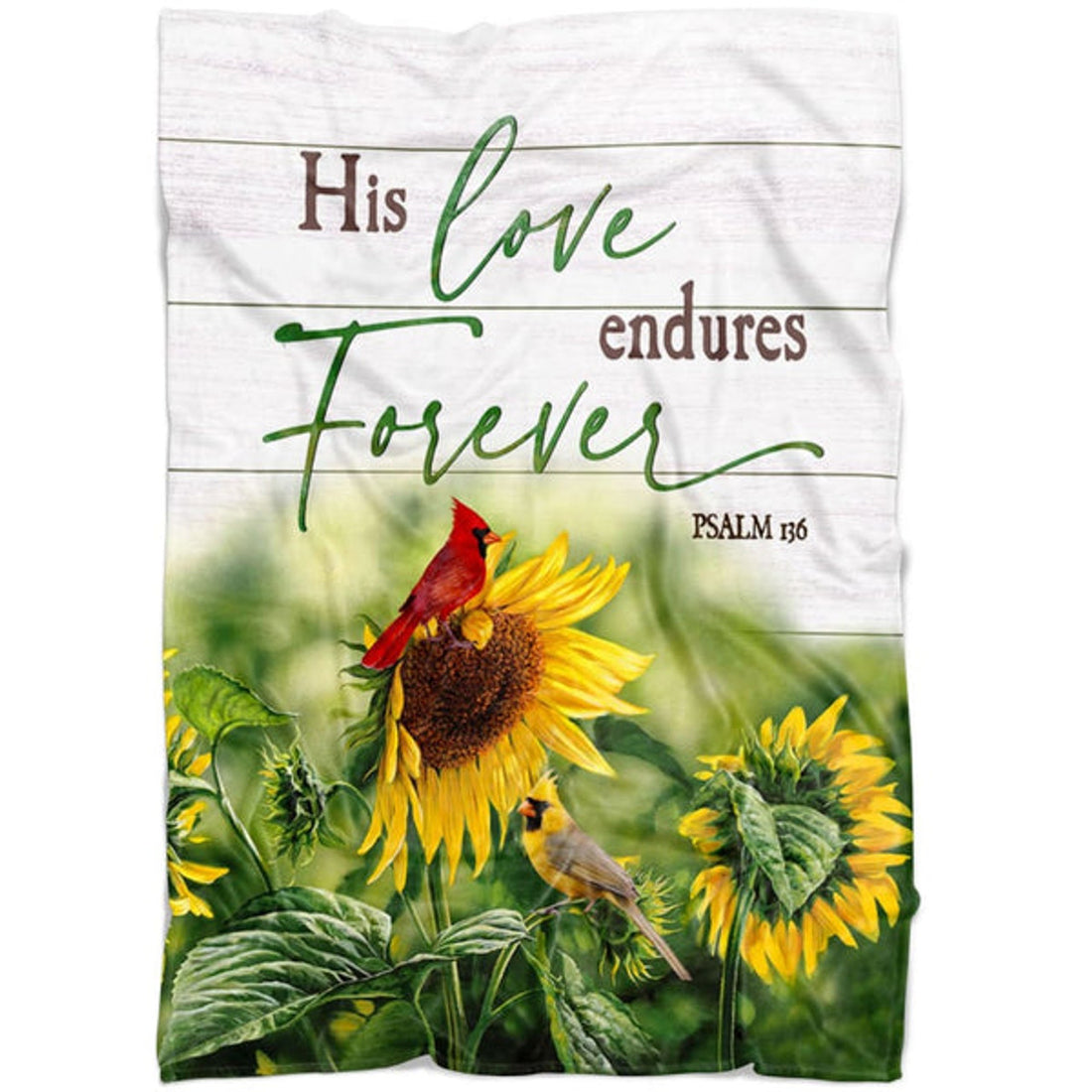 FUNSTUFFPRINT His Love Endures Forever Psalm 136 Fleece Blanket - Christian Blanket - Bible Verse Blanket