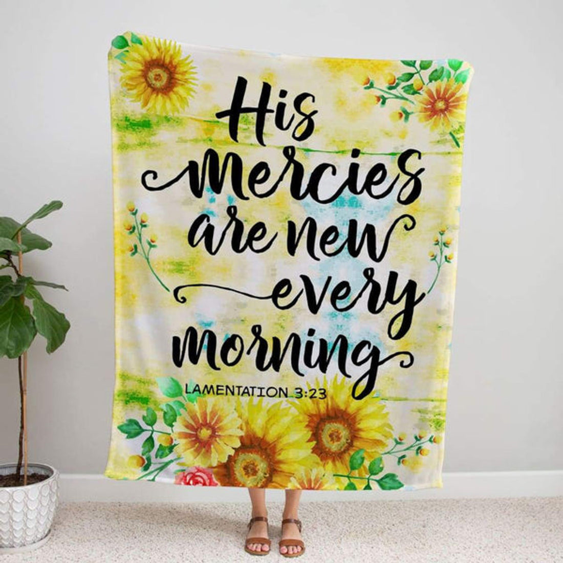 FUNSTUFFPRINT His Mercies Are New Every Morning Lamentations 323 Fleece Blanket - Christian Blanket - Bible Verse Blanket