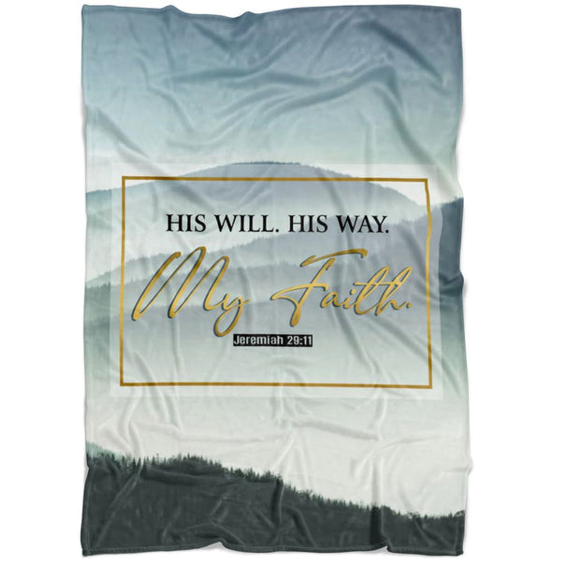 FUNSTUFFPRINT His Will His Way My Faith Jeremiah 2911 Mountain Fleece Blanket - Christian Blanket - Bible Verse Blanket