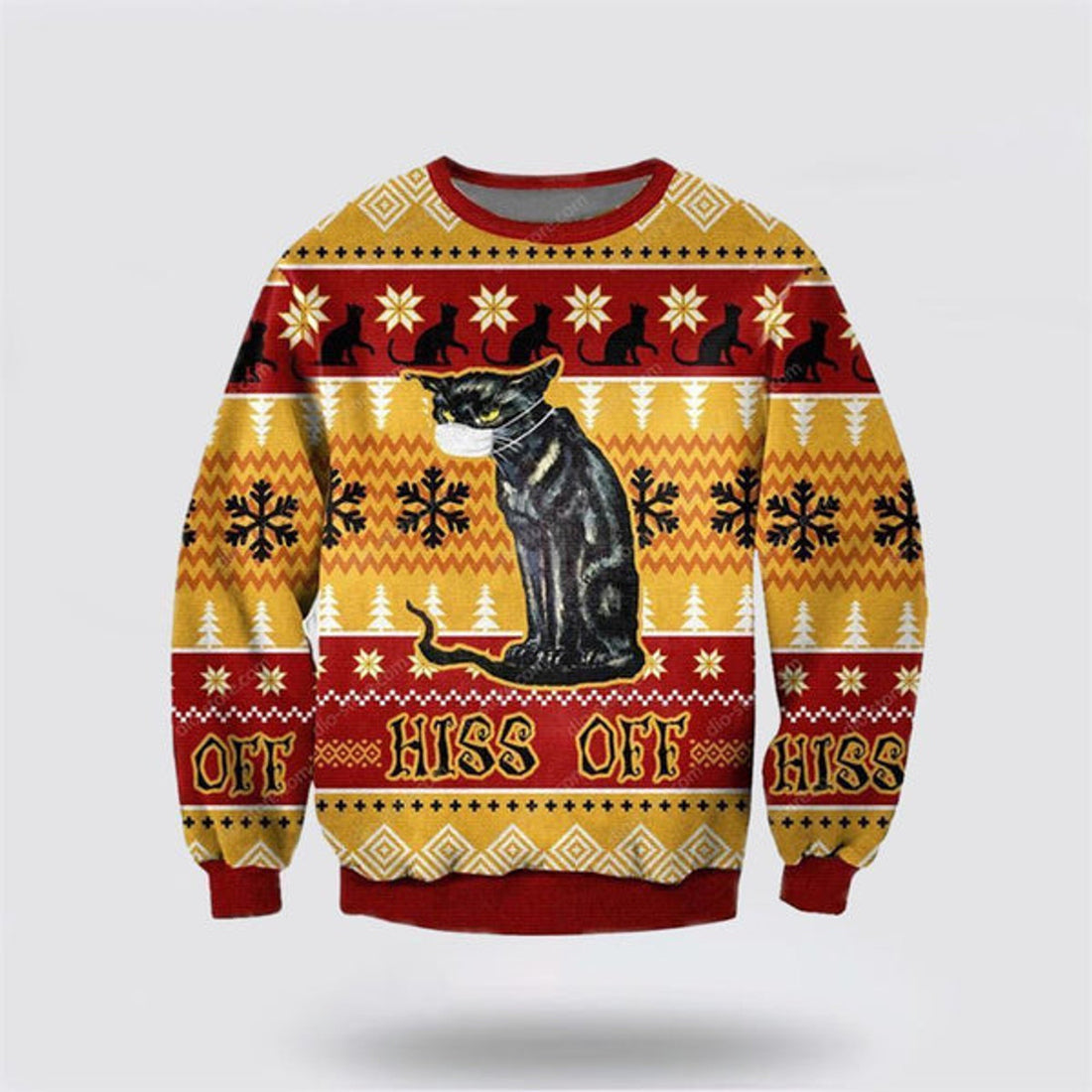 FUNSTUFFPRINT Hiss Off Cat 3D All Over Print Ugly Christmas Sweater For Men And Women, Best Gift For Christmas, Christmas Fashion Winter  Ugly  Sweater