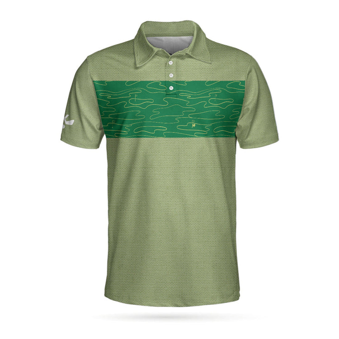 Hit 'Em Long & Straight Golf Course Pattern Polo Shirt, Elegant Golf Shirt For Men, Cool Gift For Golfers
