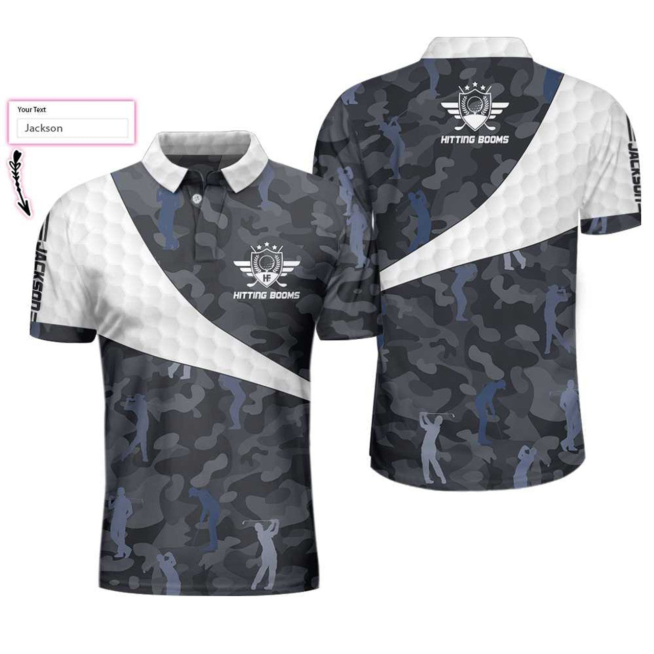 Custom Hitting Booms Camo Pattern Custom Polo Shirt, Personalized Golf Pattern Polo Shirt, Best Golf Shirt For Men