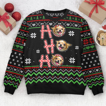 FUNSTUFFPRINT Custom Ho Ho Ho Ugly Sweater