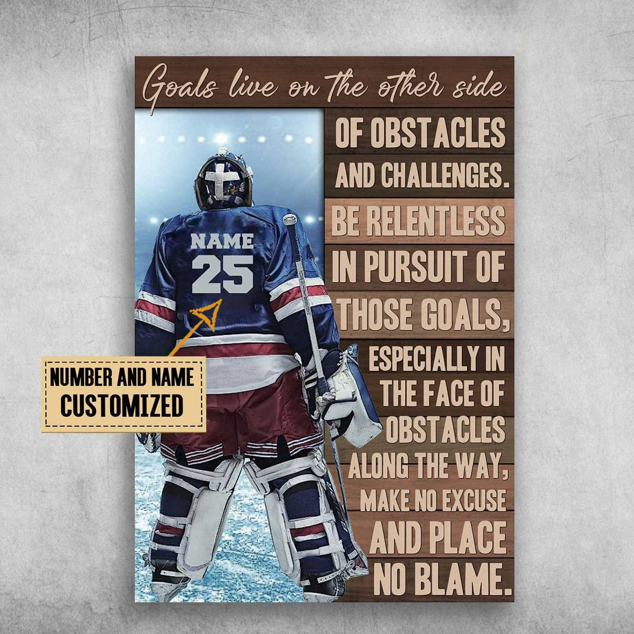 Custom Hockey Player, Hockey Poster, Goals Live On The Other Side Customized Personalized NAME/NUMBER Poster and Canvas