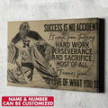 Custom Hockey Player, Success Is No Accident It Comes From Studying Hard Work Perseverance And Sacrifice Most Off All Poster and Canvas