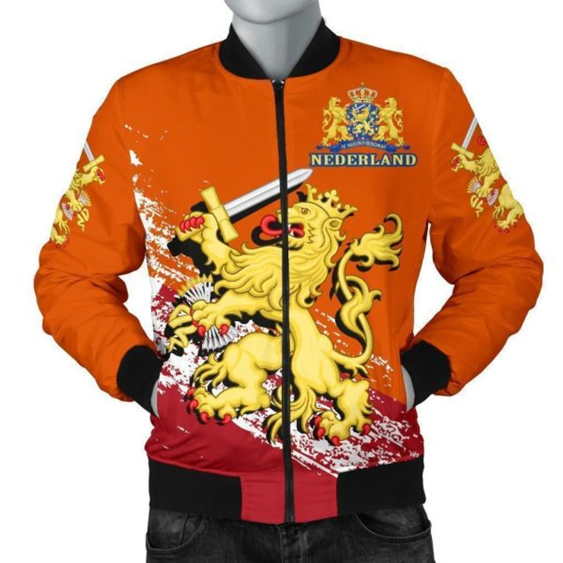 FUNSTUFFPRINT Netherlands Lion Special Men's 3D Bomber Jacket 3D Bomber Jacket