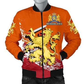 FUNSTUFFPRINT Netherlands Lion Special Men's 3D Bomber Jacket 3D Bomber Jacket