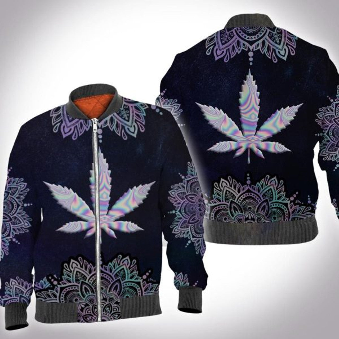 FUNSTUFFPRINT Hologram mandala weed 3D All Over Printed Shirt, Bomber Jacketize S - 5XL Bomber Jacket