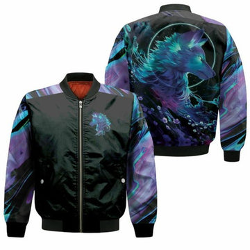 FUNSTUFFPRINT Holographic Wolf 3D 3D Bomber Jacket