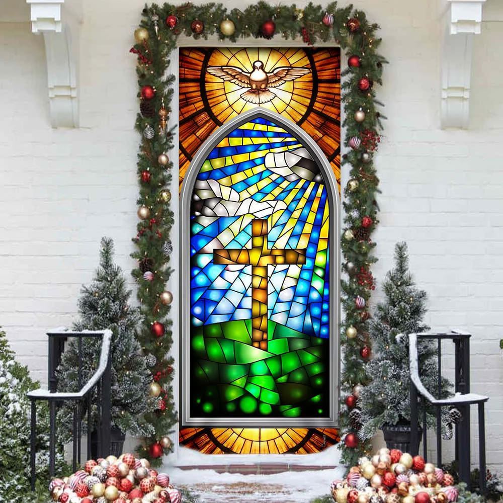 Holy Cross With Dove Door Cover, Christian Door Decor, Door Christian Church, Christian Door Plaques