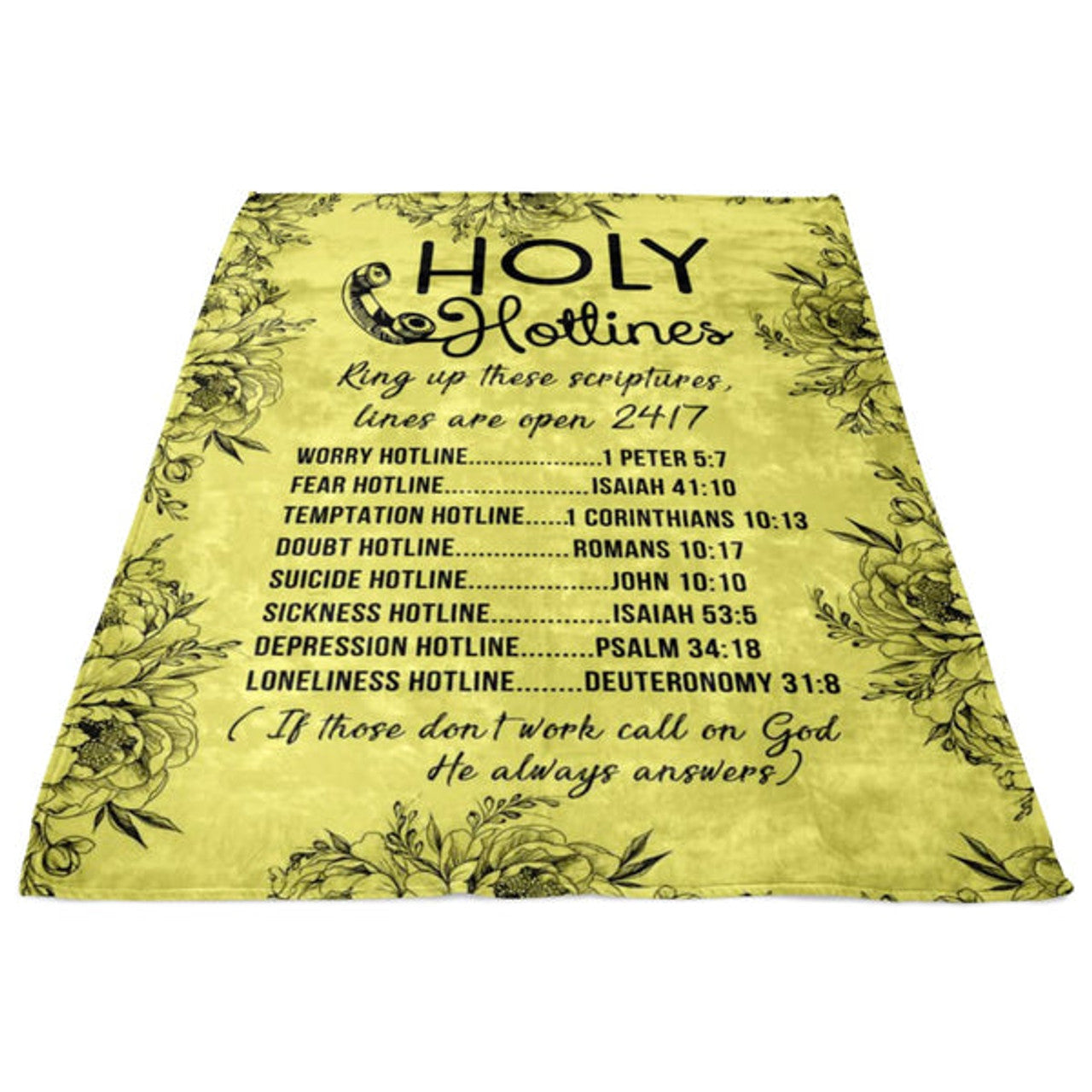FUNSTUFFPRINT Holy Hotlines Fleece Blanket - Christian Blanket - Bible Verse Blanket