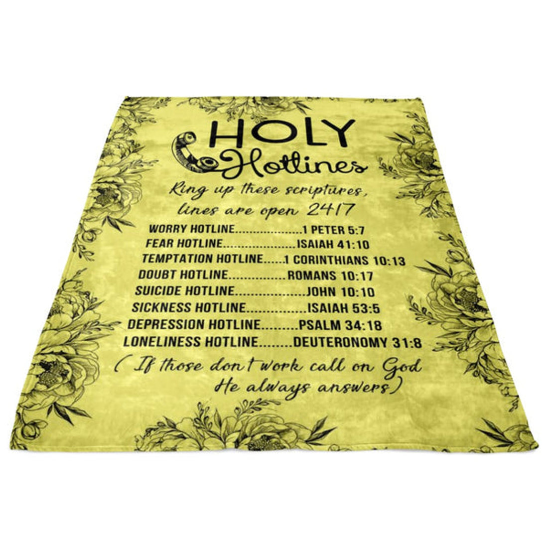 FUNSTUFFPRINT Holy Hotlines Fleece Blanket - Christian Blanket - Bible Verse Blanket