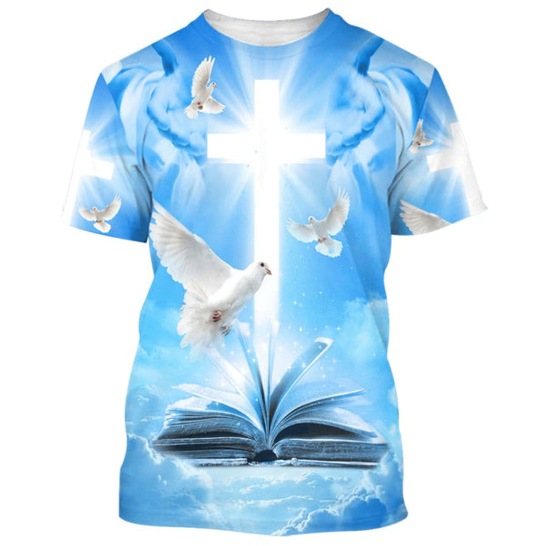 FUNSTUFFPRINT Holy Spirit Dove Cross Christian 3D T-shirt