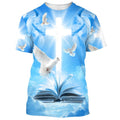 FUNSTUFFPRINT Holy Spirit Dove Cross Christian 3D T-shirt