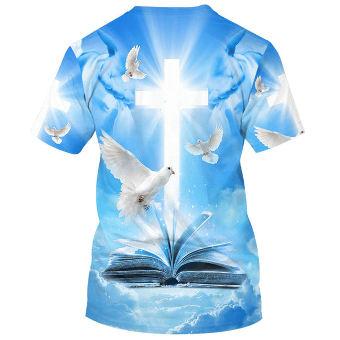 FUNSTUFFPRINT Holy Spirit Dove Cross Christian 3D T-shirt