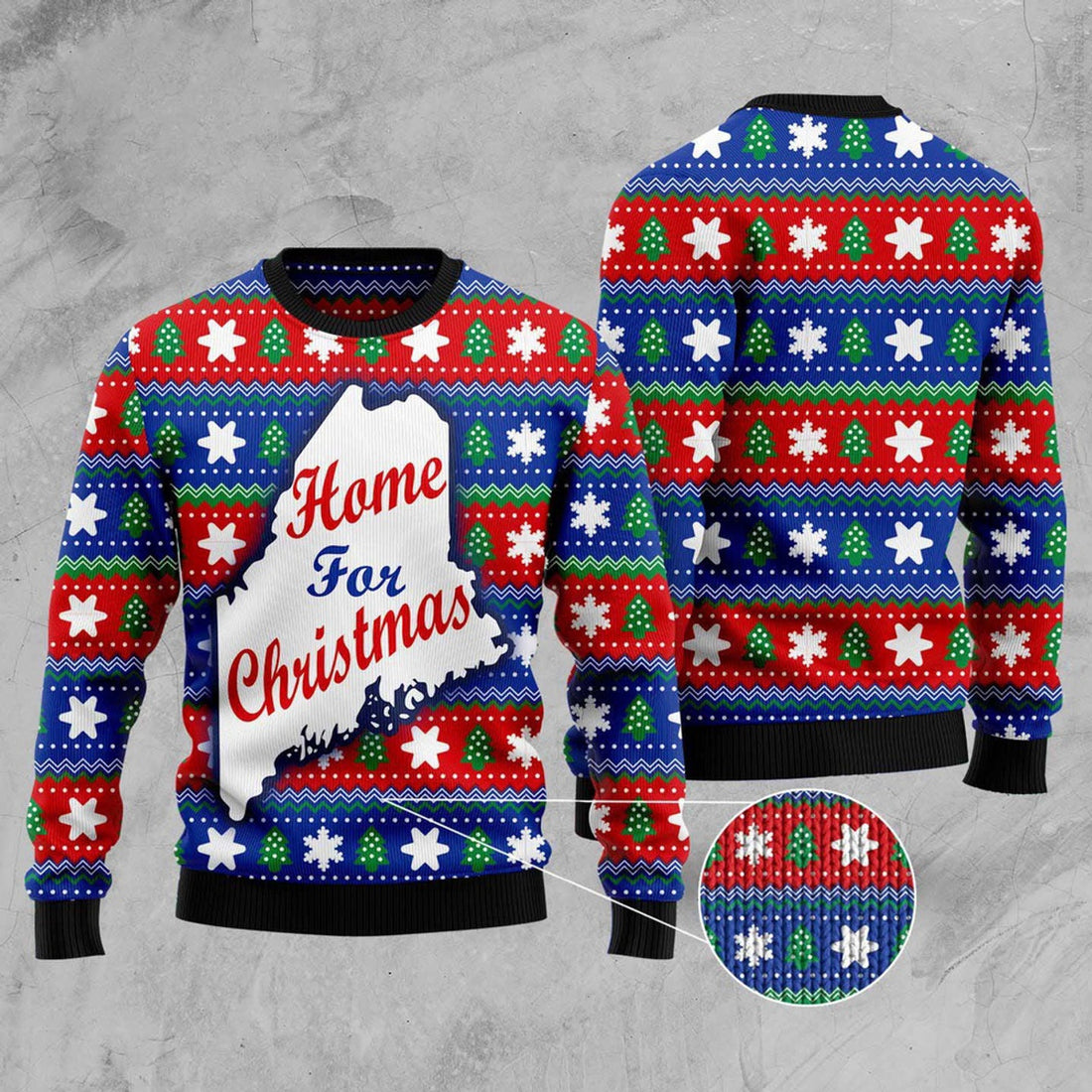 FUNSTUFFPRINT Home For Christmas Maine Ugly Christmas Sweater, Christmas Sweater, Ugly Sweater, Funny Xmas Sweaters Ugly Sweater