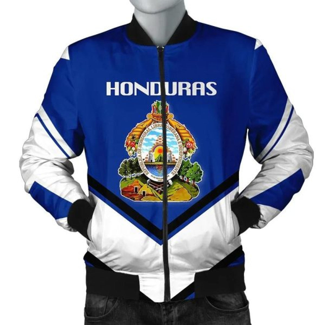 FUNSTUFFPRINT Honduras Coat Of Arms Men Bomber Jacket Lucian Style Bomber Jacket