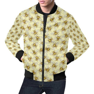 FUNSTUFFPRINT Honey Bee Gifts Pattern Print Men's 3D Bomber Jacket