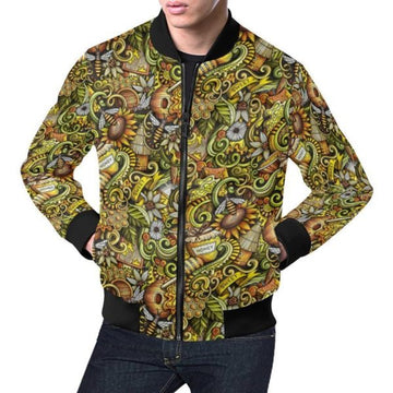 FUNSTUFFPRINT Honey Bee Psychedelic Gifts Pattern Print Men's 3D Bomber Jacket