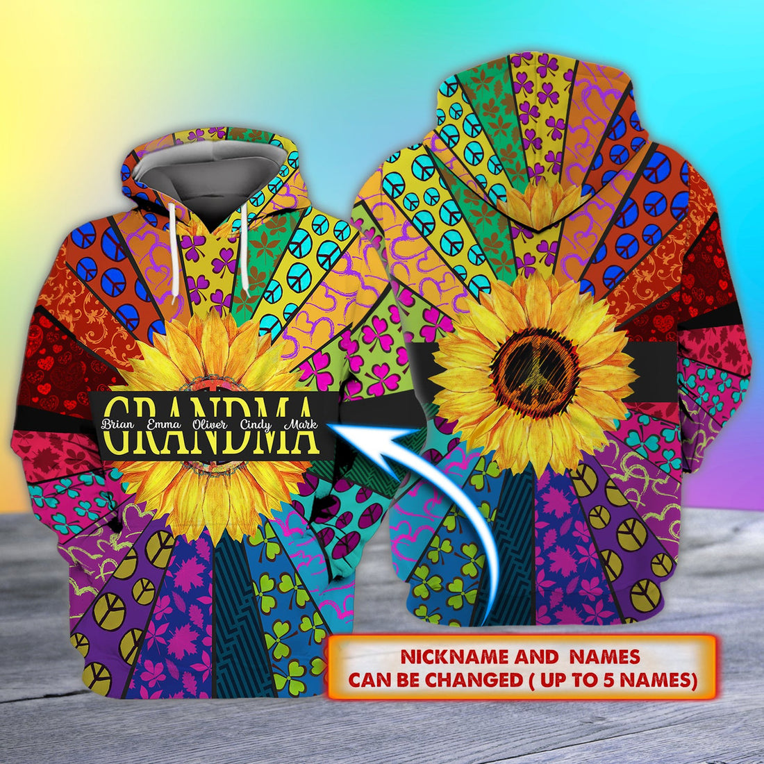 FUNSTUFFPRINT Custom hoodie shirt-Personalized Family Gift-Sunflower 3D Hoodie and Zip Hoodie