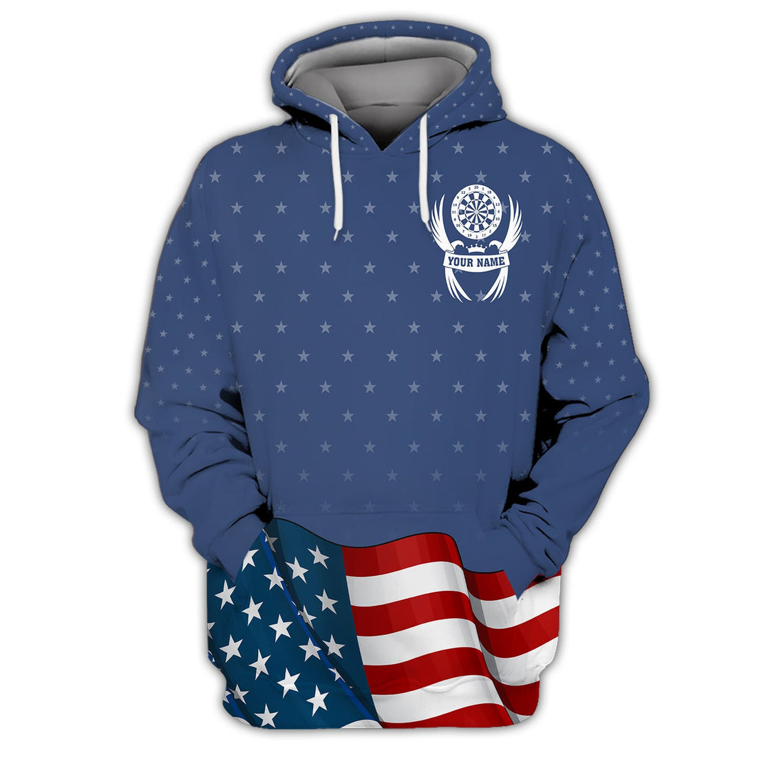 FUNSTUFFPRINT Personalized Name Darts USA 3D Hoodie and Zip Hoodie