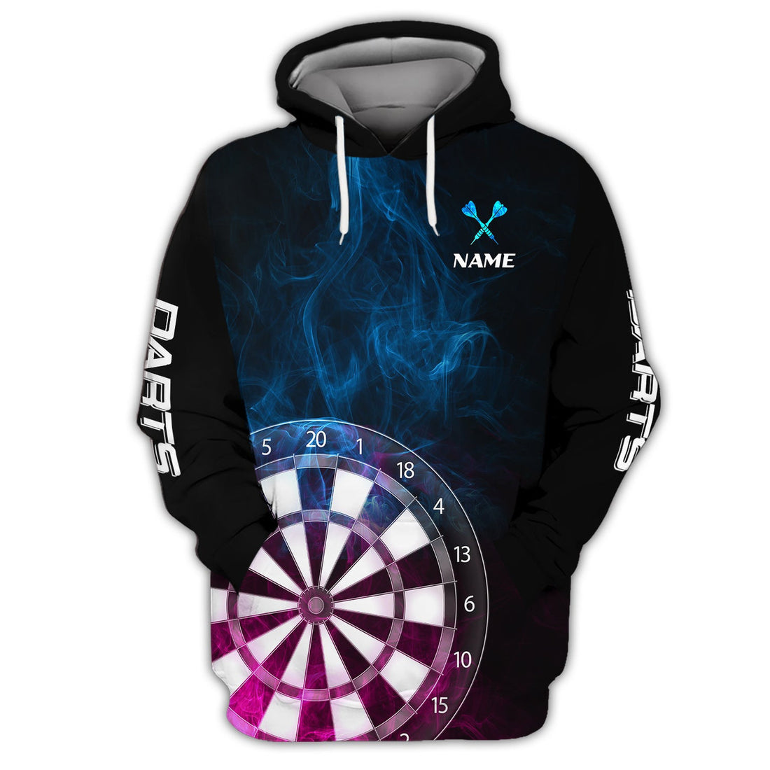 FUNSTUFFPRINT Personalized Name Darts Dark 3D Hoodie and Zip Hoodie