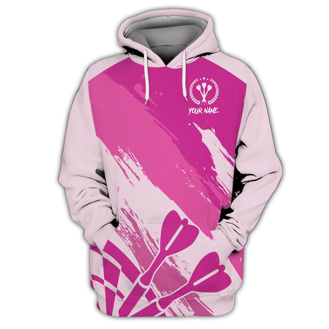 FUNSTUFFPRINT Personalized Name Darts Pink 3D Hoodie and Zip Hoodie