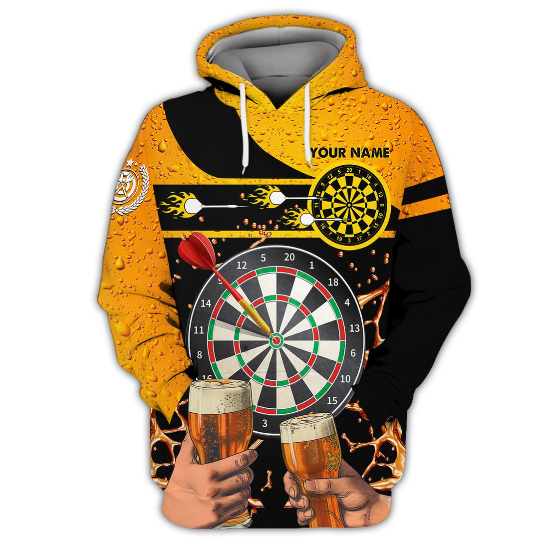 FUNSTUFFPRINT Personalized Name My Drinking Team Has A Darts Problem 3D Hoodie and Zip Hoodie