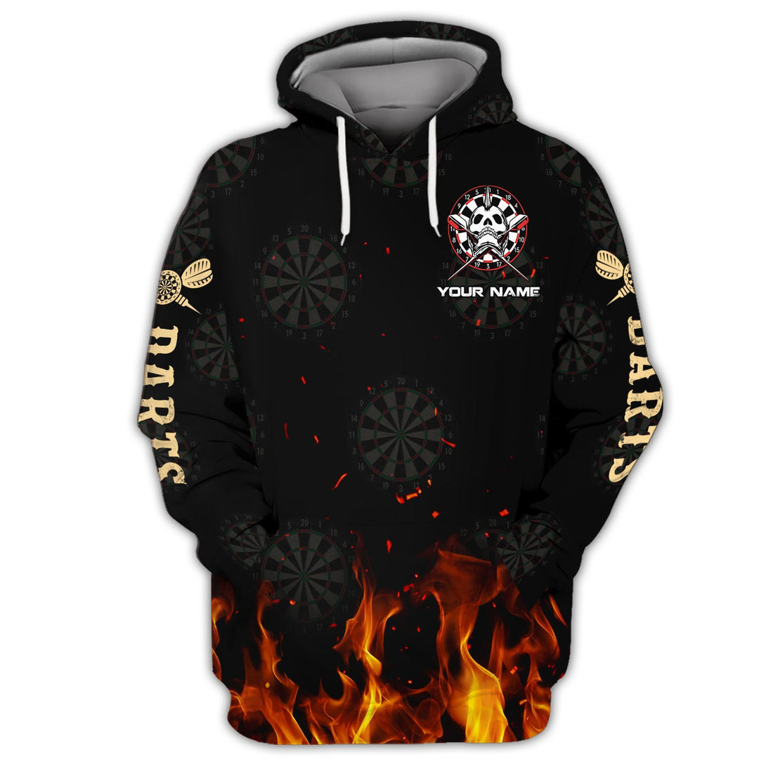 FUNSTUFFPRINT Personalized Name Death Smile At All Of Us, Only The Darts Player Smile Back 3D Hoodie and Zip Hoodie