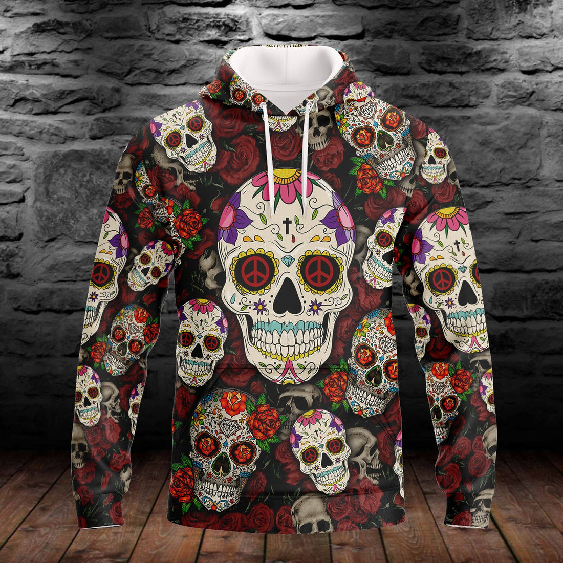 FUNSTUFFPRINT Sugar Skull Full Print Tad 3D Hoodie and Zip Hoodie
