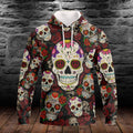 FUNSTUFFPRINT Sugar Skull Full Print Tad 3D Hoodie and Zip Hoodie