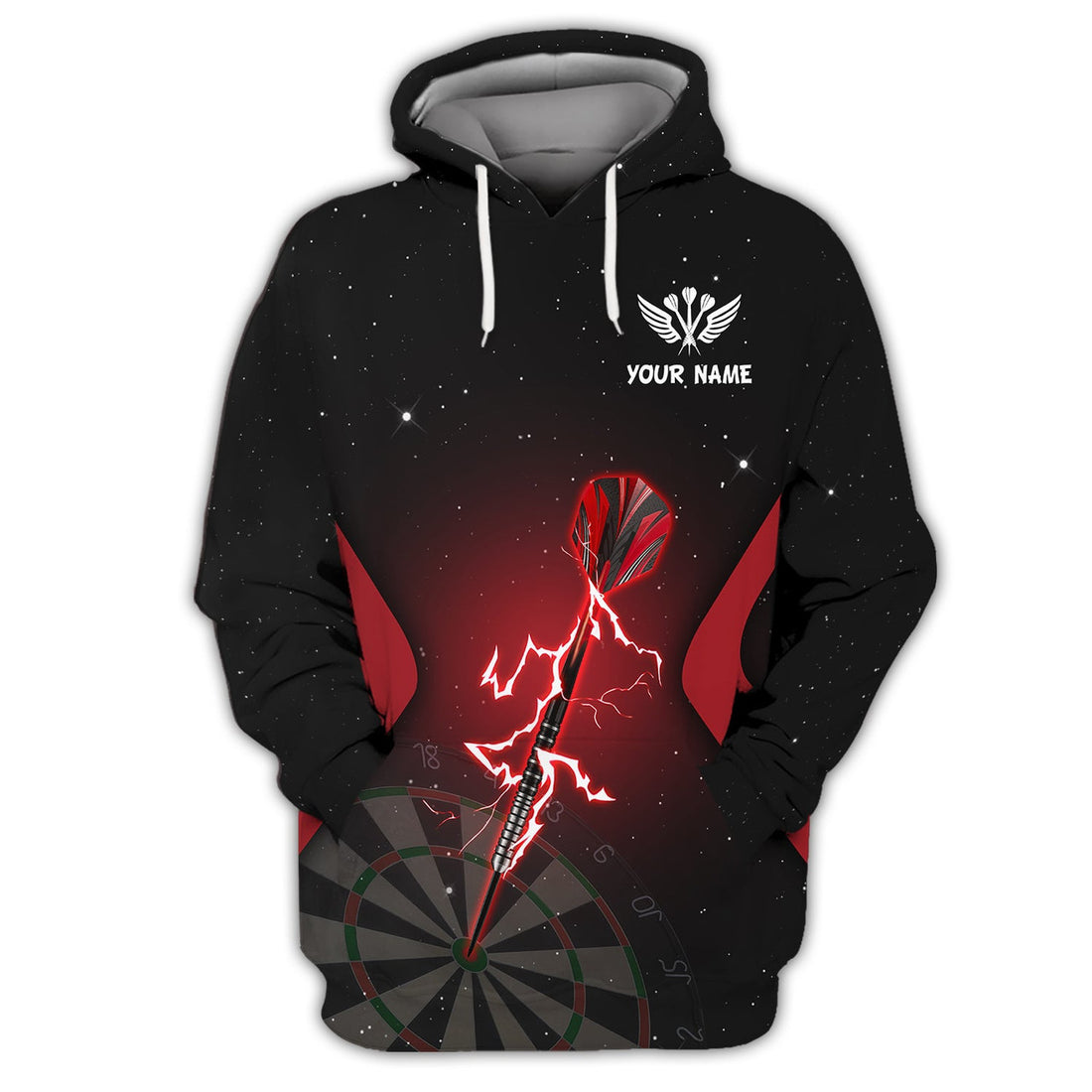 FUNSTUFFPRINT Personalized Name Darts Skeleton 3D Hoodie and Zip Hoodie