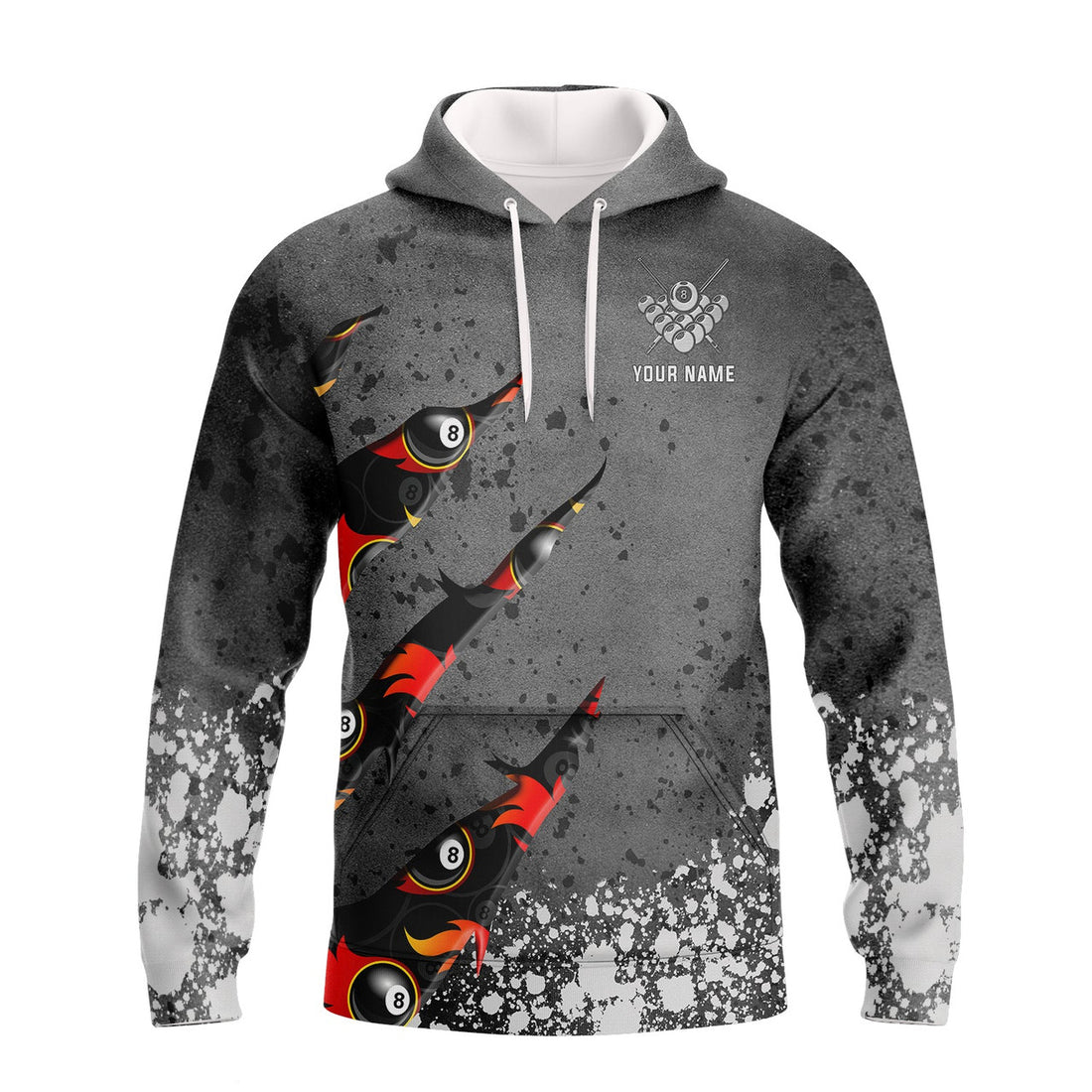 FUNSTUFFPRINT Personalized Name Billiard Grey 3D Hoodie and Zip Hoodie