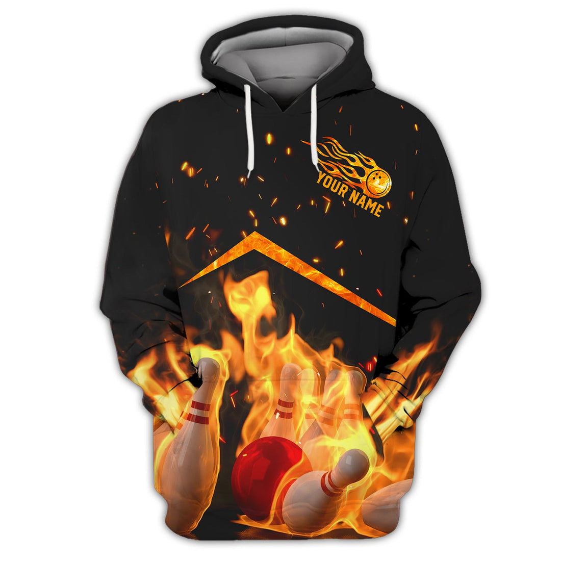 FUNSTUFFPRINT Personalized Name My Balls Are On Fire 3D Bowling Printed Shirts 3D Hoodie and Zip Hoodie