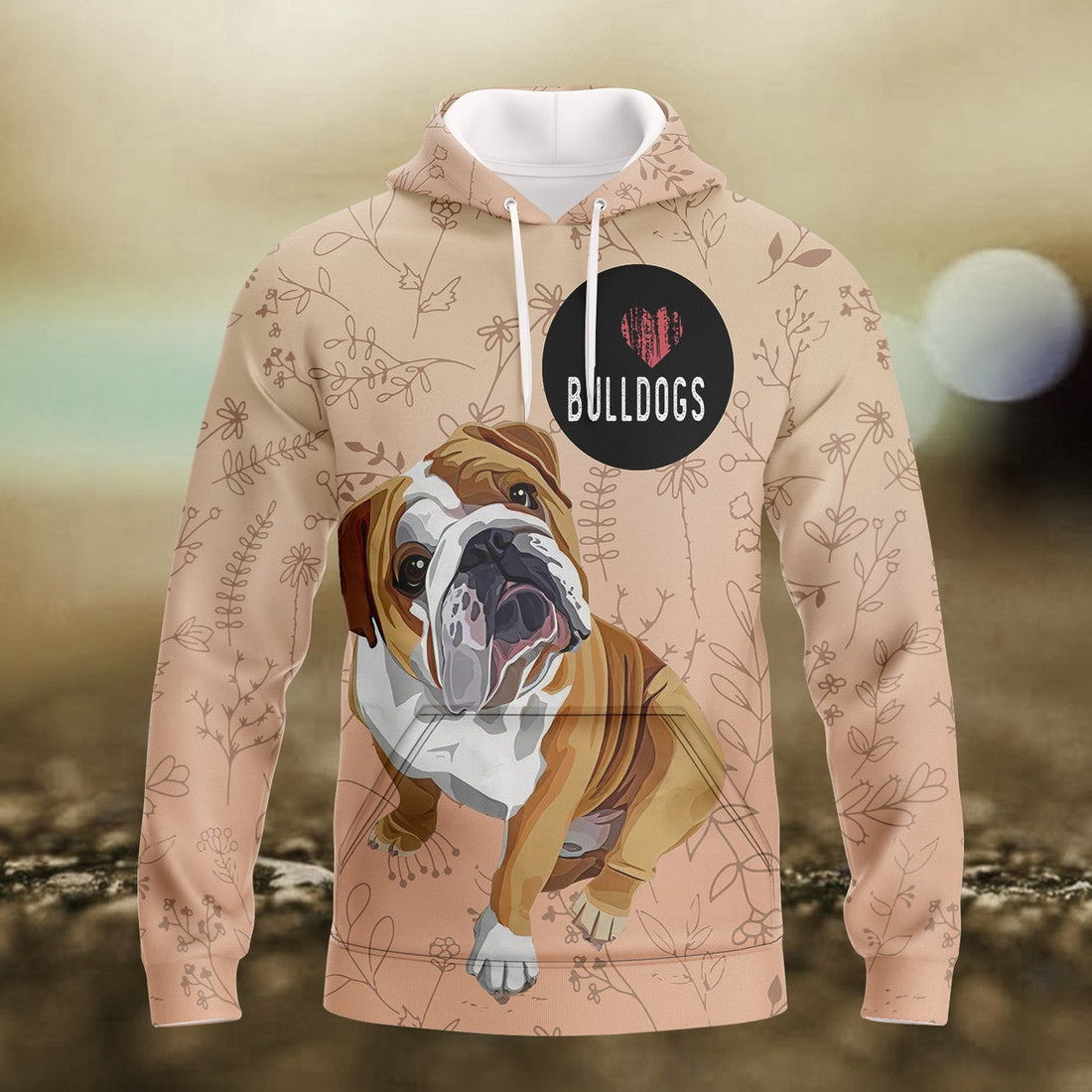 FUNSTUFFPRINTBulldog Full Print 3D Hoodie and Zip Hoodie