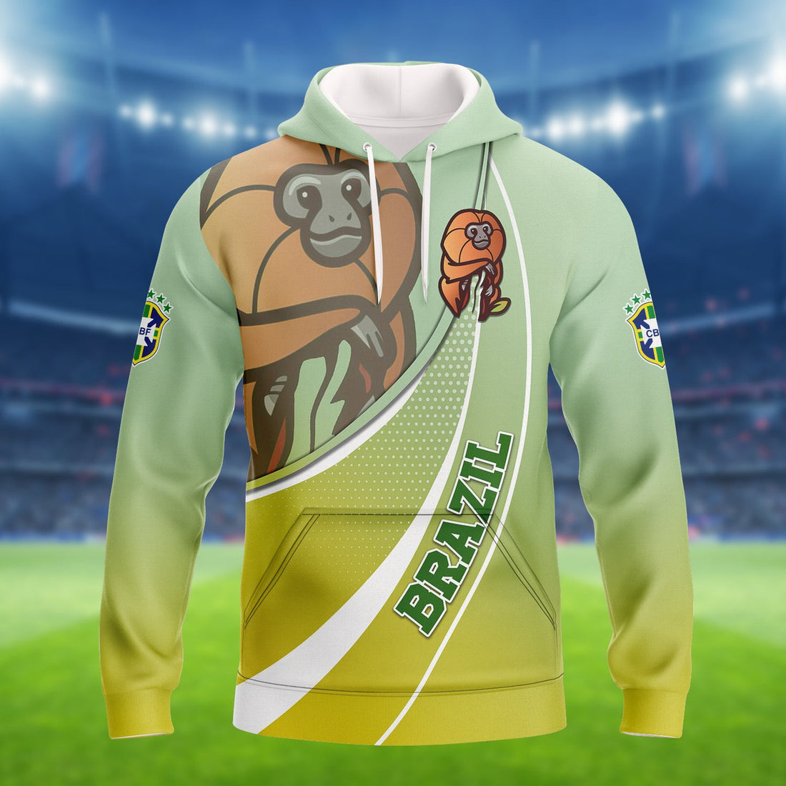 FUNSTUFFPRINT Brazil Football Fans Golden lion tamarin Design Shirt 3D Printed Tshirt For The Brazil Fans 3D Hoodie and Zip Hoodie