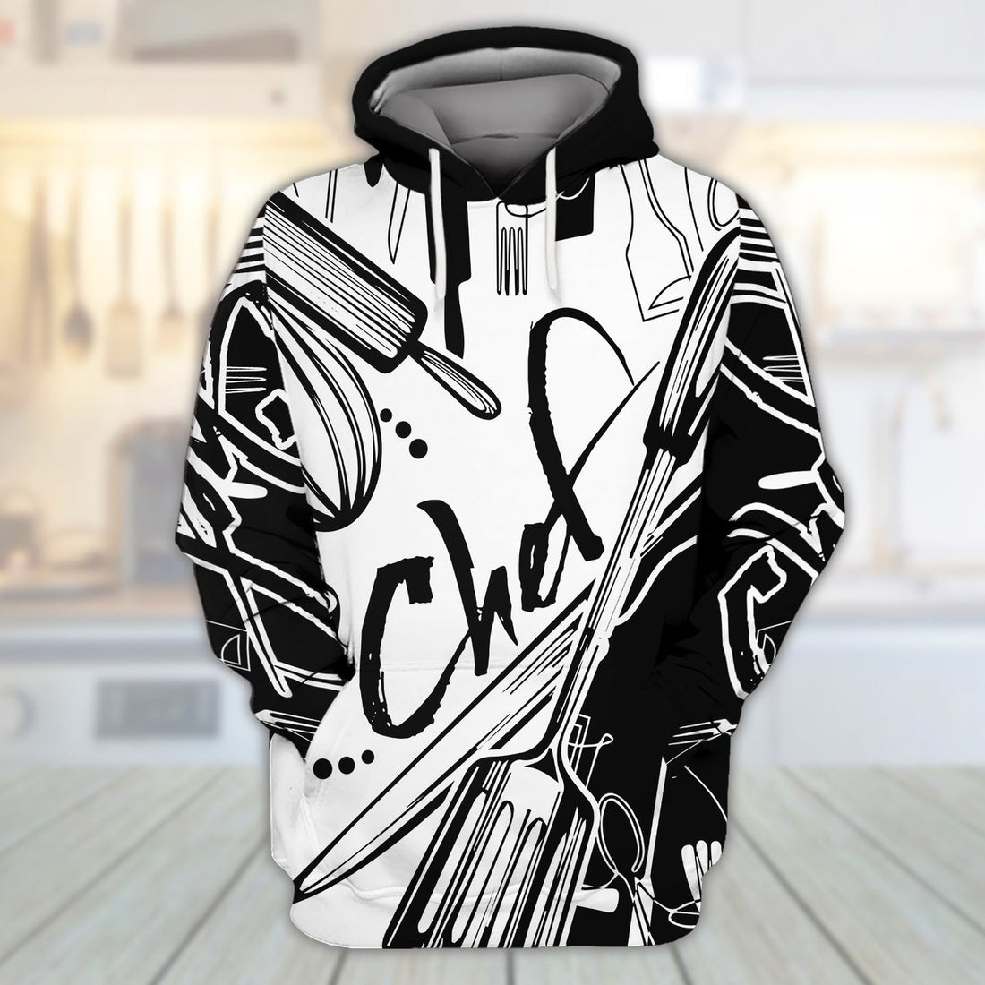 FUNSTUFFPRINT Chef Black And White Style So Nice 3D Hoodie and Zip Hoodie