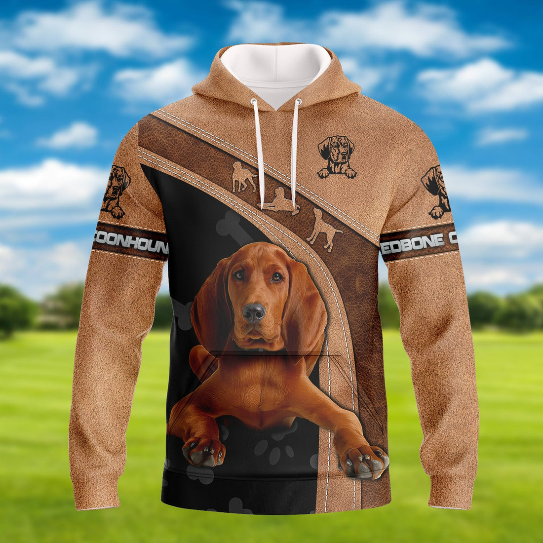 FUNSTUFFPRINT Redbone Coonhound 3D Hoodie and Zip Hoodie