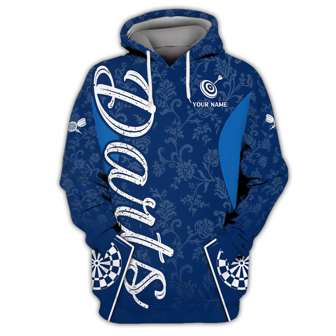 FUNSTUFFPRINT Personalized Name Darts Blue 3D Hoodie and Zip Hoodie
